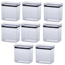 Kit 8 Pote Hermético Lumini Retangular 1,300 ML Trasparente Kit 8 Pote Hermético Lumini Retangular 1,300 ML Trasparente