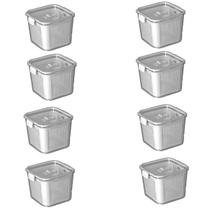 Kit 8 Pote Hermético Slim Multiuso 2.030 ML Cinza