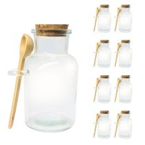 Kit 8 Pote Porta Tempero Redondo Vidro com Colher de Bambu e Tampa Rolha 100ml Kit 8 Pote Porta Tempero Redondo Vidro com Colher de Bambu e Tampa Rolha 100ml