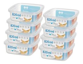 Kit 8 Pote Quadrado 820ml Armazenamento Bpa Free Alimento Kit 8 Pote Quadrado 820ml Armazenamento Bpa Free Alimento