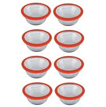 Kit 8 Pote Redondo Tigela Vidro 1,2l Marmita Tampa Hermético Kit 8 Pote Redondo Tigela Vidro 1,2l Marmita Tampa Hermético