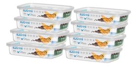 Kit 8 Pote Retangular 820ml Armazenamento Alimento S/ Bpa Kit 8 Pote Retangular 820ml Armazenamento Alimento S/ Bpa