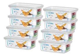 Kit 8 Pote Retangular Alimento 1,2l Armazenamento Bpa Free Kit 8 Pote Retangular Alimento 1,2l Armazenamento Bpa Free