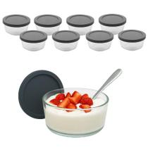 Kit 8 Pote Tigela De Vidro Bowl Redondo Com Tampa Hermética Marmita Fit 230ml Kit 8 Pote Tigela De Vidro Bowl Redondo Com Tampa Hermética Marmita Fit 230ml