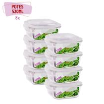 Kit 8 Pote Vidro Hermético Marmita Mantimento 4 Travas 520ml Kit 8 Pote Vidro Hermético Marmita Mantimento 4 Travas 520ml