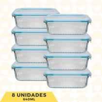 Kit 8 Pote Vidro Tampa Hermético 640ML Marmita/Lanche - PCT Kit 8 Pote Vidro Tampa Hermético 640ML Marmita/Lanche - PCT