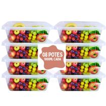 Kit 8 Potes 1 Litro BPA Free Transparentes Organizador de Alimentos Marmita