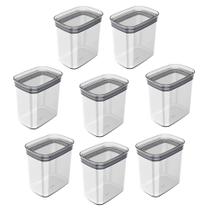 Kit 8 Potes 1,5L Porta Tempero Hermetico OU Block 10x15x16cm