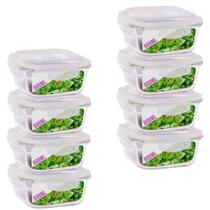 Kit 8 Potes 800ml de Vidro Marmita Tampa Hermetico Não Vaza
