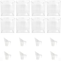 Kit 8 Potes Acrílico Quadrado c/ Tampa 7,4l+ 8 Conchas 300ml