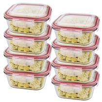 Kit 8 Potes De Vidro Hermético Quadrado Tampa Lock Marmita Mantimento 800ml