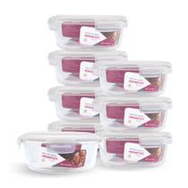 Kit 8 Potes De Vidro Redondo Com Tampa Hermética 950ml