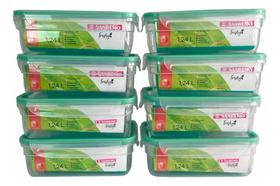 Kit 8 Potes Hermético 1,24l Freshy Alimentos Micro-ondas Empilhável Kit 8 Potes Hermético 1,24l Freshy Alimentos Micro-ondas Empilhável