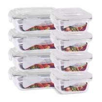 Kit 8 Potes Herméticos Marmita Vidro Papinha 640ml e 320ml