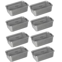 Kit 8 Potes Herméticos Slim Multiuso 2.570 ML Cinza