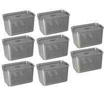Kit 8 Potes Herméticos Slim Multiuso 4.470 ML Cinza Kit 8 Potes Herméticos Slim Multiuso 4.470 ML Cinza