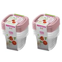 Kit 8 Potes Para Alimentos Quadrado 200 ML Transparente Kit 8 Potes Para Alimentos Quadrado 200 ML Transparente