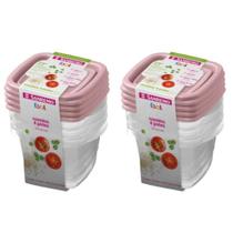 Kit 8 Potes Para Alimentos Quadrado 200 ML Transparente