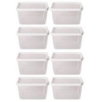 Kit 8 Potes Para Alimentos Retangular 20x13,5x12 Cm 2.400 ML Kit 8 Potes Para Alimentos Retangular 20x13,5x12 Cm 2.400 ML