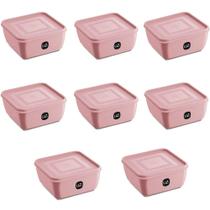 Kit 8 Potes Plástico UZ Rosa Quadrados Mantimentos 1,5L com Tampa Premium Kit 8 Potes Plástico UZ Rosa Quadrados Mantimentos 1,5L com Tampa Premium