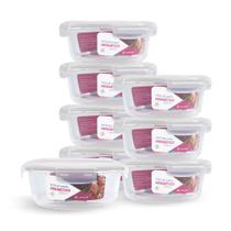 Kit 8 Potes Redondo Vidro Hermético Forno Freezer 1300ml