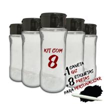 Kit 8 Potes T130 Tempero de Cozinha + Etiquetas + Caneta Giz Kit 8 Potes T130 Tempero de Cozinha + Etiquetas + Caneta Giz