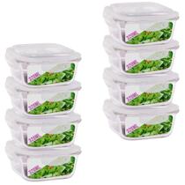 Kit 8 Potes Tampa Hermetica Quadrado de Vidro 320ml Alimento Kit 8 Potes Tampa Hermetica Quadrado de Vidro 320ml Alimento