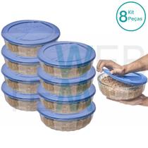 Kit 8 Potes Tigela Saladeira de Vidro com Tampa Plástica Oceani 3,8 litros Vitazza: Para Servir e Organização de Cozinha e Geladeira Opção Sustentável