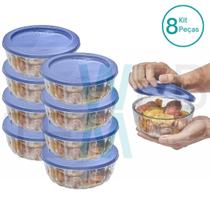 Kit 8 Potes Tigela Saladeira de Vidro com Tampa Plástica Oceani 600ml Vitazza: Para Servir e Organização de Cozinha e Geladeira Opção Sustentável
