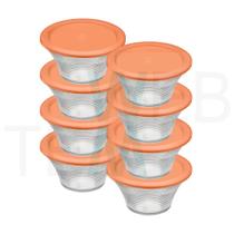 Kit 8 Potes Tigela Saladeira de Vidro com Tampa Venezza Espiral 1,5L Vitazza: Para Servir e Organização de Cozinha e Geladeira Opção Sustentável