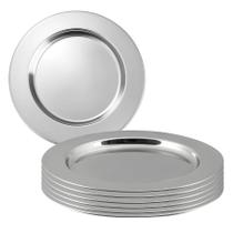 Kit 8 Prato Sousplat Aço Inox Redondo Mesa Descanso 30 Cm