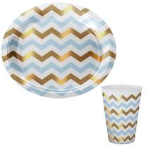 Kit 8 Pratos 8 Copos de Papel Festa Candy Azul