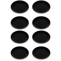 Kit 8 Pratos de Melamina 21,5cm Raso Preto Sushi Wolff Class Sashimi Culinária Oriental