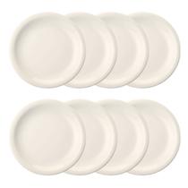 Kit 8 Pratos De Sobremesa 19cm Em Porcelana Branca 073