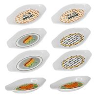 Kit 8 Pratos Em Melamina Para Cachorro Quente Hot Dog 21cm