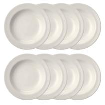 Kit 8 Pratos Fundo 23cm Porcelana Branca