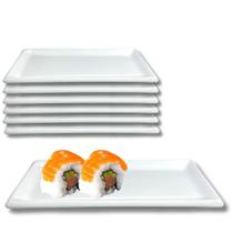 Kit 8 Pratos para Sushi Kakusara Retangular Porcelana Branco - Prattos