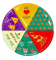 Kit 8 Pratos Pizza Melamina Plástico Raso Decorativo