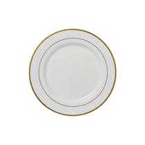 Kit 8 Pratos Plástico Rígido Borda Dourada 26cm Festa Jantar