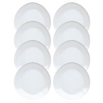 Kit 8 Pratos Rasos Triangular de Melamina Premium Branco 19,1cm Leve Resistente - Bestfer
