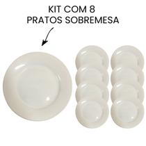 Kit 8 Pratos Sobremesa de Cerâmica 20cm Branco Kit 8 Pratos Sobremesa de Cerâmica 20cm Branco