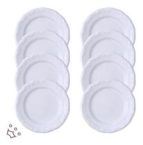 Kit 8 Pratos Sobremesa Pomerode Porcelana Branca Schmidt