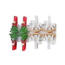 Kit 8 Prendedores Natal Decorados Resina e Madeira Natal Presilha 5cm - Magizi Kit 8 Prendedores Natal Decorados Resina e Madeira Natal Presilha 5cm - Magizi