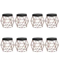 Kit 8 Puffs decorativos aramado Vanessa-material sintético preto
