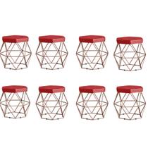 Kit 8 Puffs decorativos aramado Vanessa-material sintético vermelho