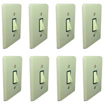 Kit 8 Pulsador Pial Minuteria 2a Cor Cinza 250v C/ Placa Kit 8 Pulsador Pial Minuteria 2a Cor Cinza 250v C/ Placa