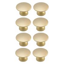 Kit 8 Puxador Ponto 24mm Dourado Escovado Para Gaveta