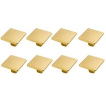 Kit 8 Puxador Ponto Quadrado 30X30mm Dourado Escovado Para Gavetas de Móveis
