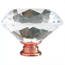 Kit 8 Puxadores Pegador 50mm Cristal Rose Gold Gaveta Porta