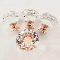 Kit 8 Puxadores Pegador Cristal 40 Mm Porta Gaveta Rose Gold